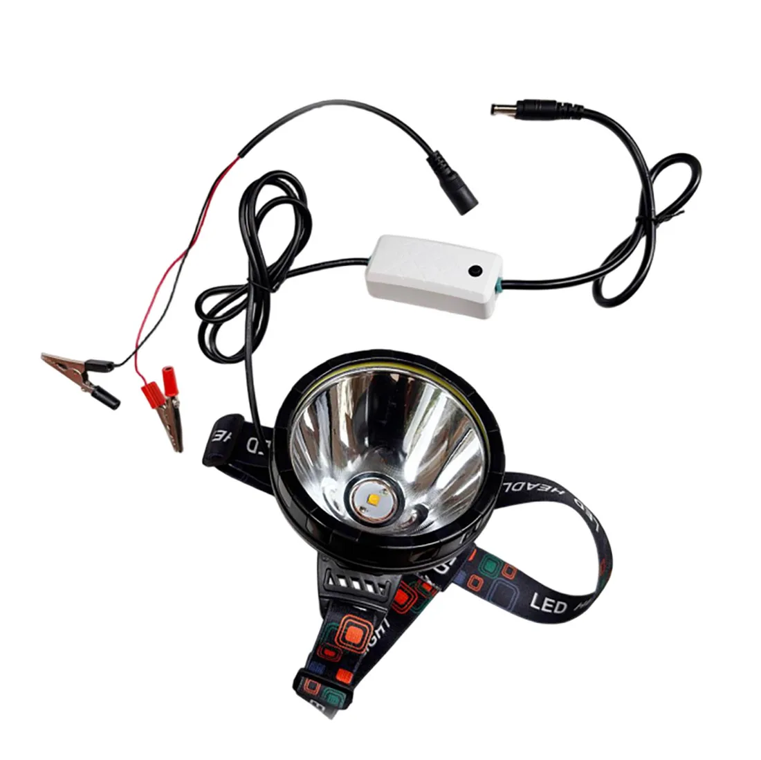 Clip-On External Battery Headlamp 15W 12V Outdoor Spotlight Diffuser Fishing Light Portable High-Intensity Head Mounted Light