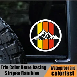 1PC Trio Color Retro Racing Stripes Rainbow Vinyl Decals Fits 4RUNNER Tacoma Tundra Off Road Mountain Life Motorcycle Stickers