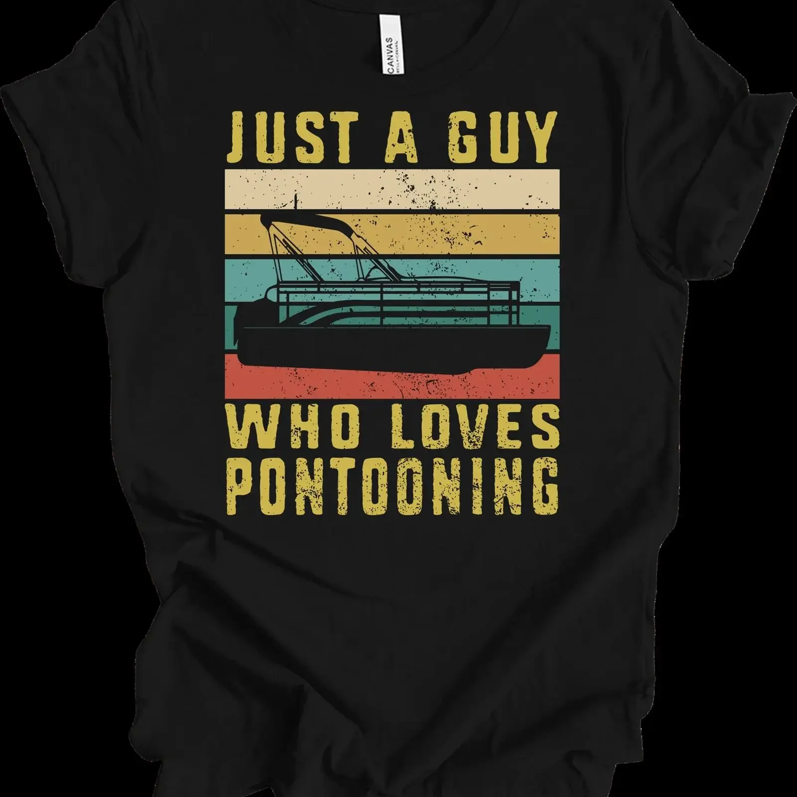 Pontoon Captain T Shirt Just A Guy Who Loves Pontooning Vintage Boat  vintage Washed graphic Comfortable Casual streetwear
