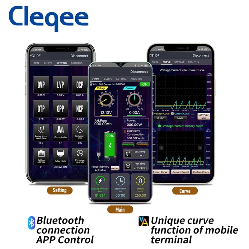 Cleqee KG140F Battery Tester 100V 400A Coulometer Meter Battery Capacity  Indicator LCD Power Display Phones Control KL140F