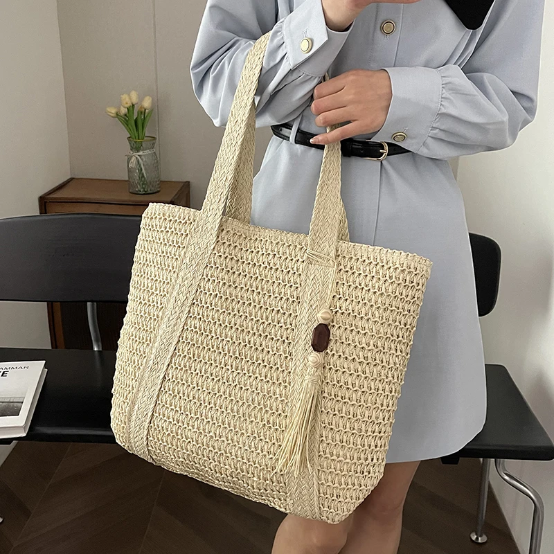 

Женские соломенные сумки на плечо, богемный кошелек из ротанга, пляжные сумки, летний клатч через плечо, экологически чистые сумки-тоут для женщин