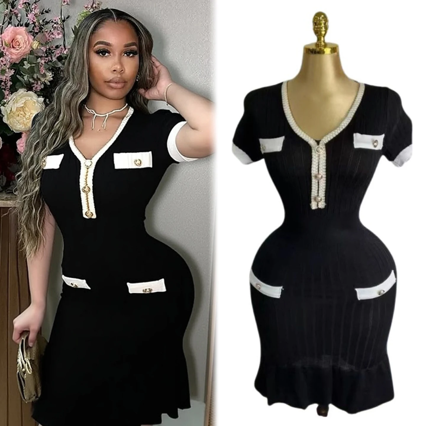 YuooMuoo Chic Mode Sexy Wrap Hüften Bodycon Mini Kleid 2026 Marke Stil V-ausschnitt Schlanke Taille Gestrickte Meerjungfrau Kleid Party Vestidos