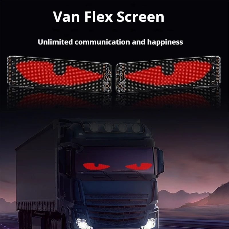

1-2 PCS Devil‘s Eye LED Light Screen Car Windshield Decor USB Plug-in DIY App Control Flexible Scrolling Text Animation Display