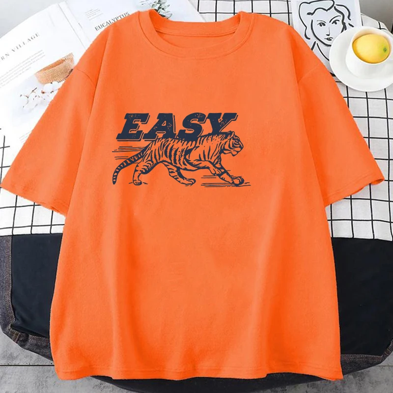 Funny Easy Tiger Print T-Shirt Mens Womans Casual Tops Summer Cool T Shirt Plus Size Tops Street Fashion Neutral Harajuku Tees