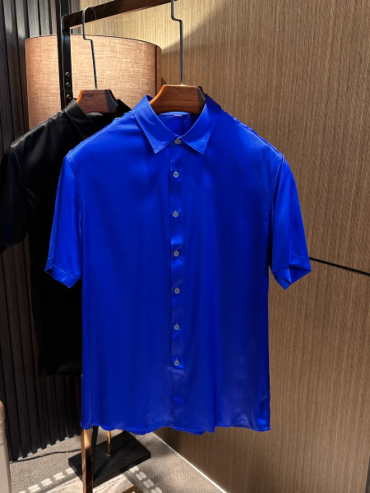 

Мужская шелковая рубашка Busin Sle, однотонная, с коротким рукавом, из высококачественного туссах-шелка, дышащая, легкая, повседневная, для лета