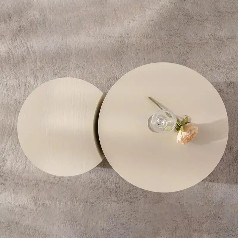 طاولة قهوة خشبية مستديرة لغرفة المعيشة ذات مساحة صغيرة - لا حاجة للتجميع