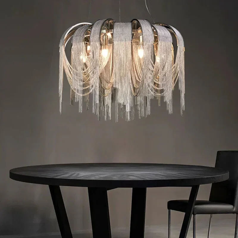 Italian Postmodern Tassel Chandelier - Luxury Designer Light for Restaurant Bedroom Hotel - Light Luxury Tassel Chandelier