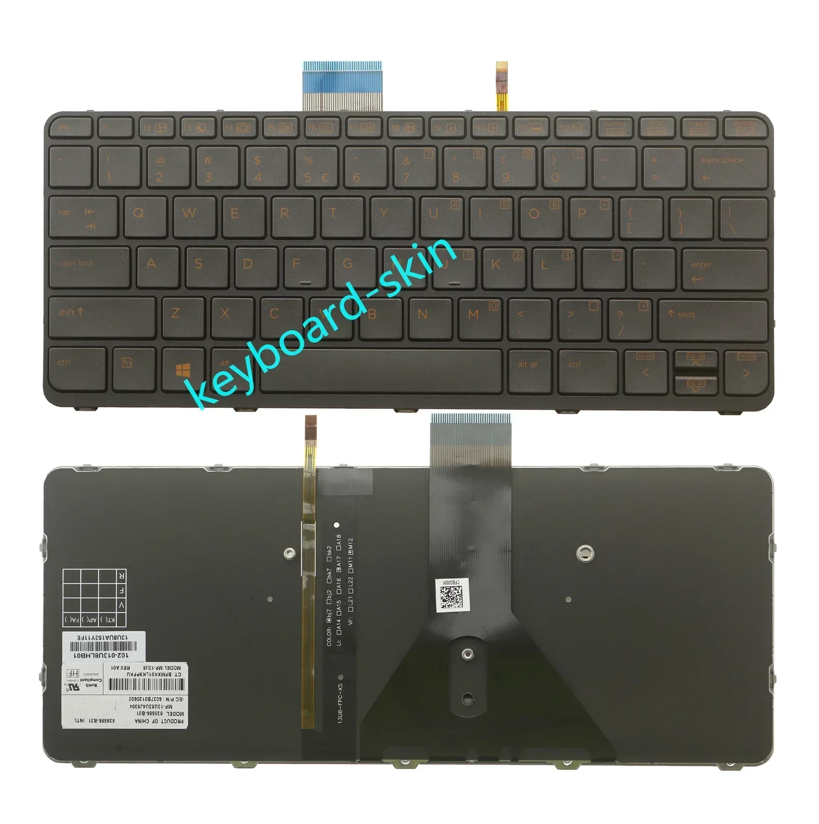 New US Backlit Keyboard for HP Elitebook Folio1020 G1,1030 G1  V148762AS1 9Z.NBMBV.101 NSK-CT1BV 752962-001 MP-13U83USJ930