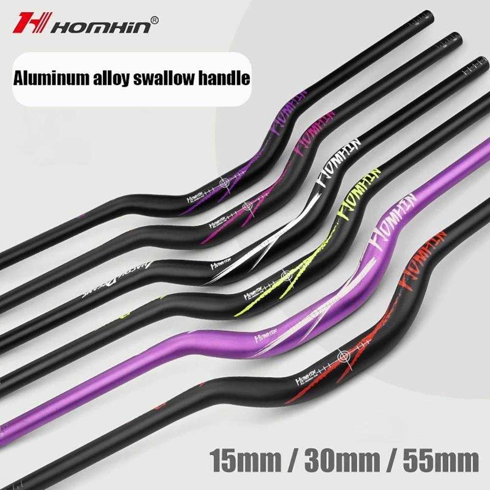 HOMHIN Handlebar 55/30/15 Lift Aluminum Alloy Mountain Bike Swallow Handlebar 31.8mm Modified Color Label Handlebar Accessories