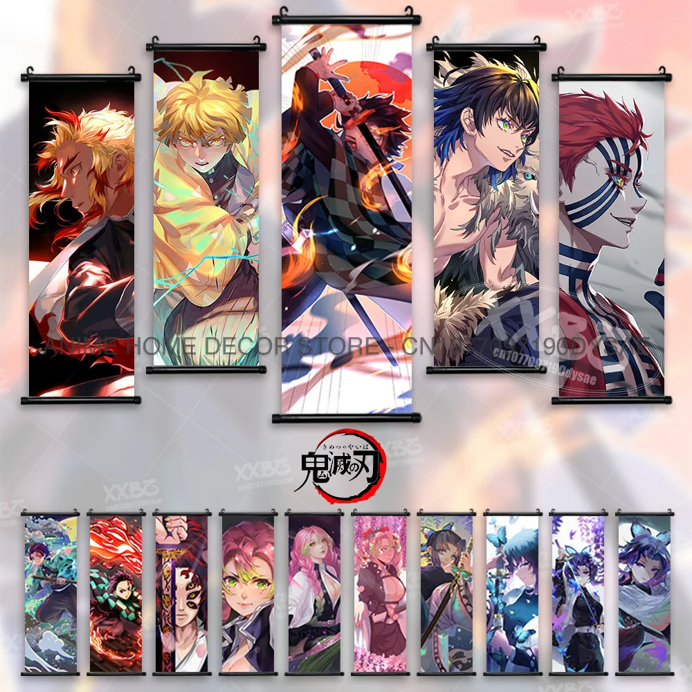 Dämonentöter: Dämonentöter: Kimetsu no Yaiba Poster Anime Home Decorative Kamado Tanjiro hängende Malerei Agatsuma Zenitsu Scroll Bild – Detail 1