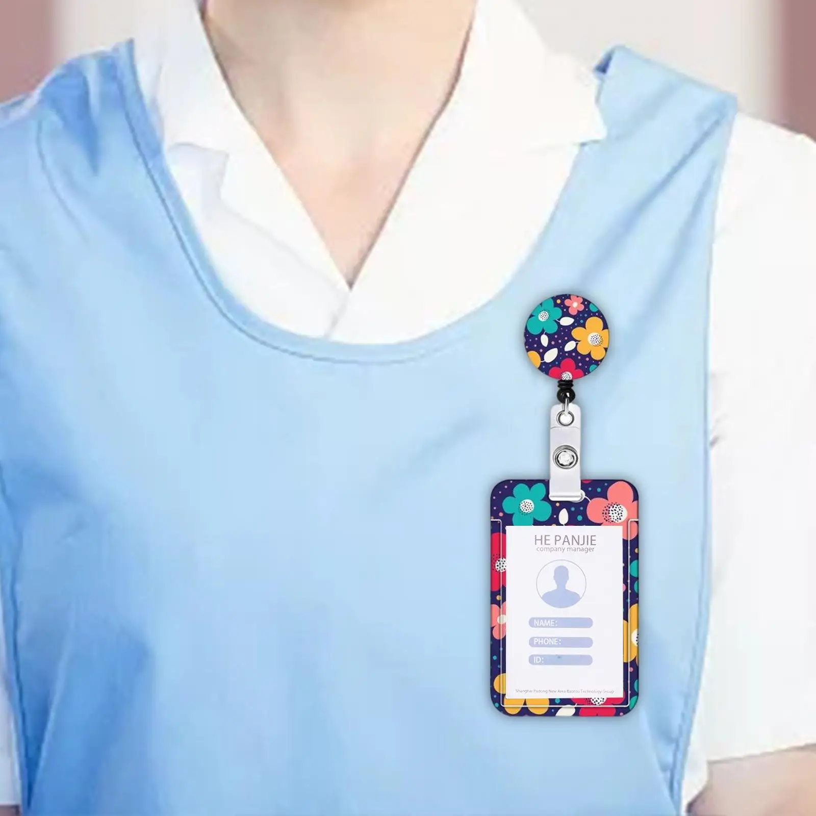 Cute ID Card Holder Lanyard with Clip Hang Rope Keychain Nurse Teacher Worker