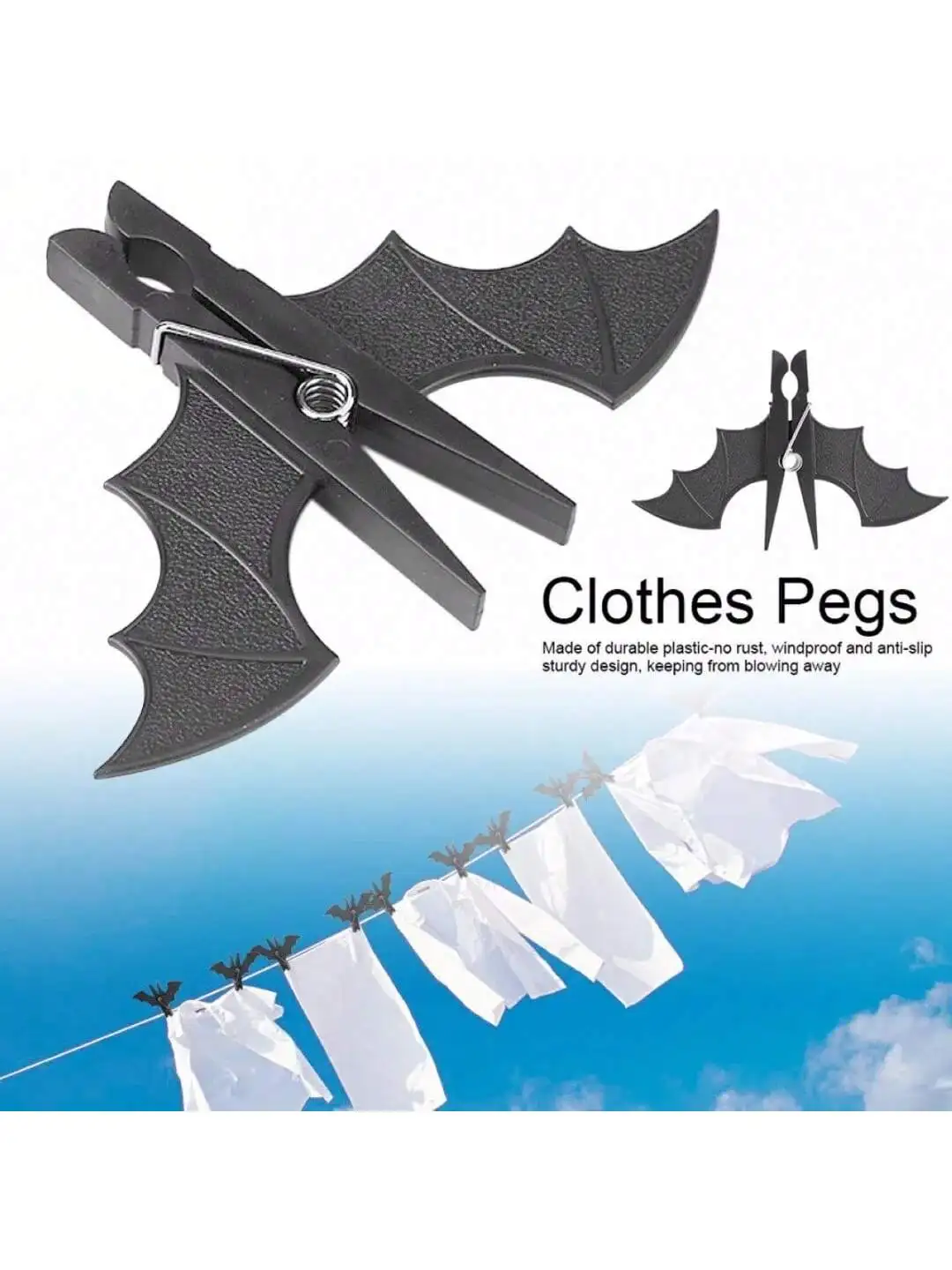 2pcs Plastic Bat Windproof Clothes Pegs Multipurpose Hanging Clips For Clothes Towels Socks Home Drying Clips