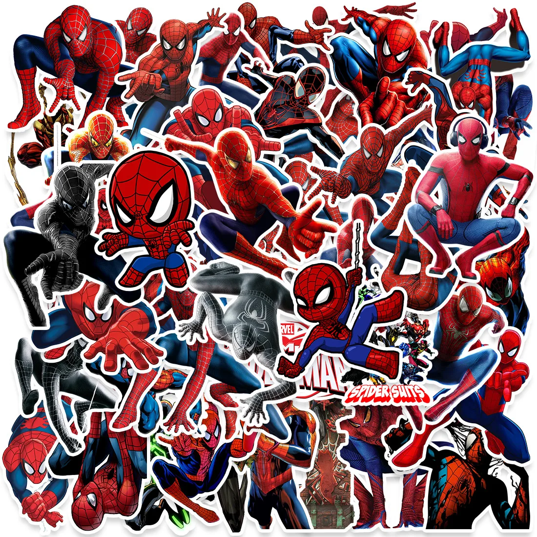 50pcs Spiderman Stickers Party Favors Birthday Party Gifts for Kids DIY Skateboard Fridge Guitar Laptop Cartoon Waterproof Stick