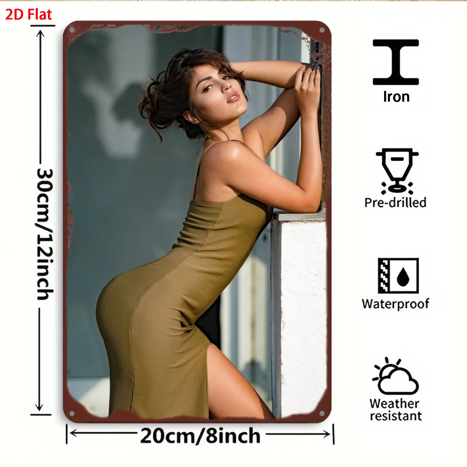 Modern Women 2D Flat Wall Art, Durable Bend Resistant Decor Painting for Studio Bar Club,