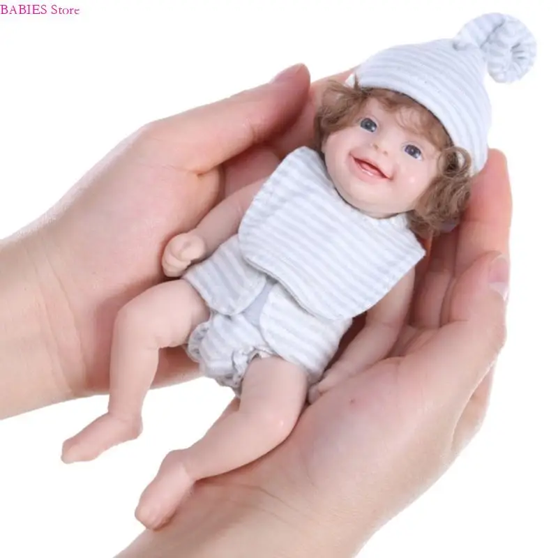 

C9GB Washable Baby Doll Life Like Toy Caucasian Doll Toddlers Soothing Toy 15cm