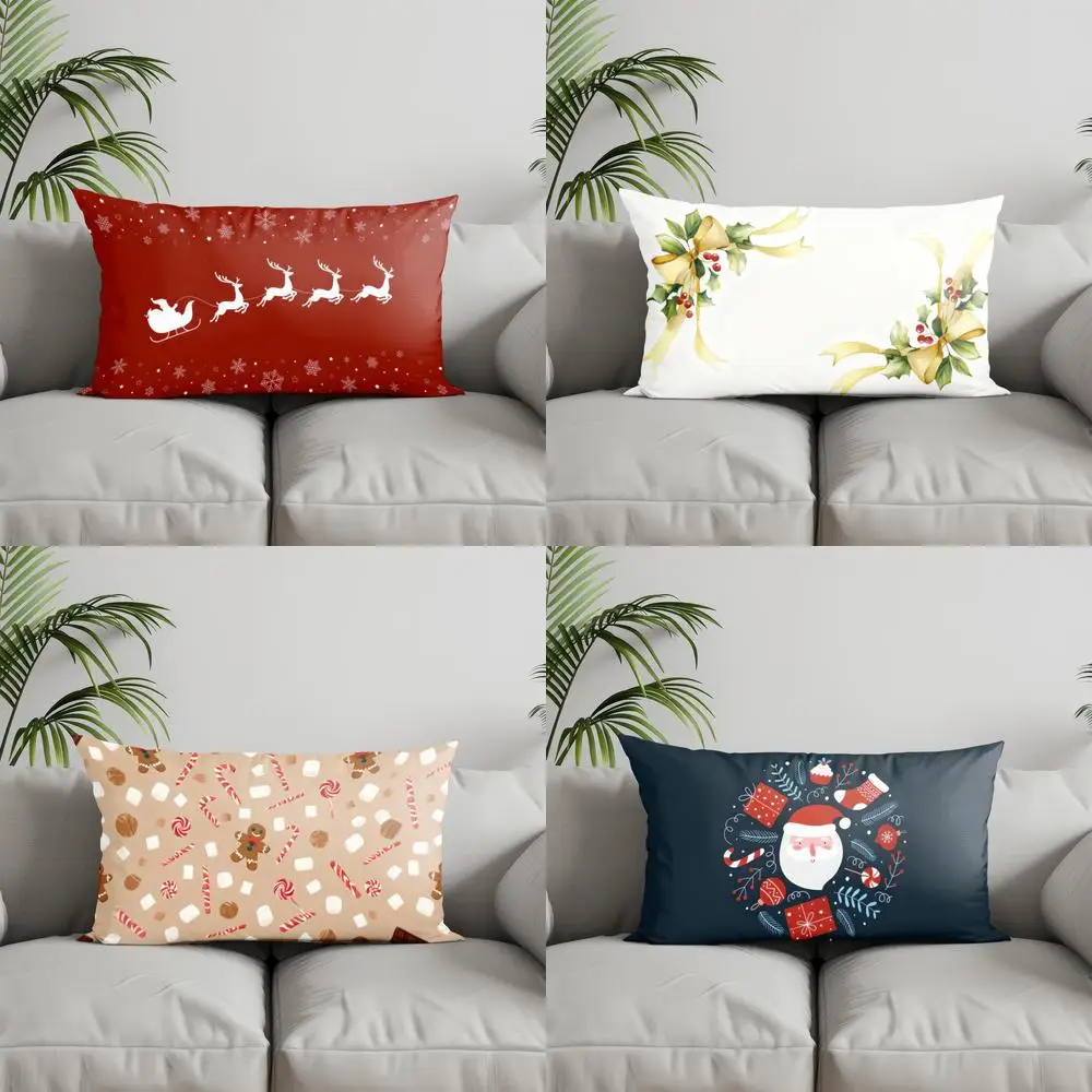 ديكور المنزل سانتا مزلقة مع وسادة الرنة مناسبة للأريكة غرفة نوم غطاء وسادة السيارة وسادة الظهر المستطيلة #1