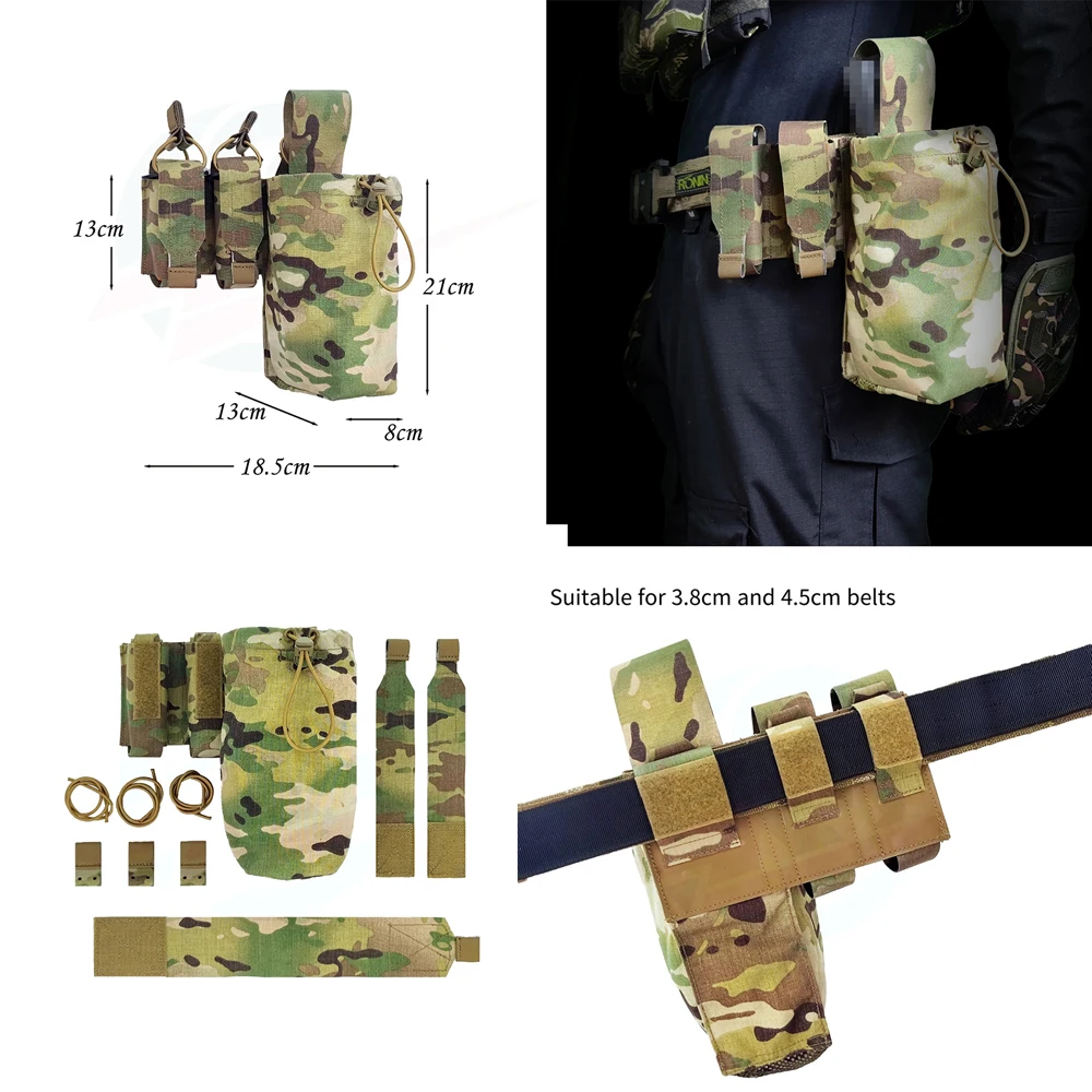 

New PRMD Tactical Recycling Bag Waist Dump Pouch 9mm Double Mag Pouch+5.56 Single Mag Bag Combination Set
