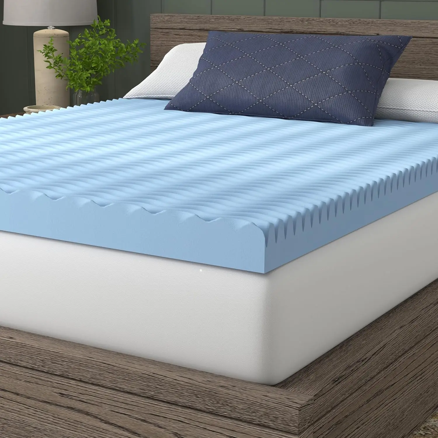 

4” Wave Convoluted Gel Memory Foam Mattress Topper, Full