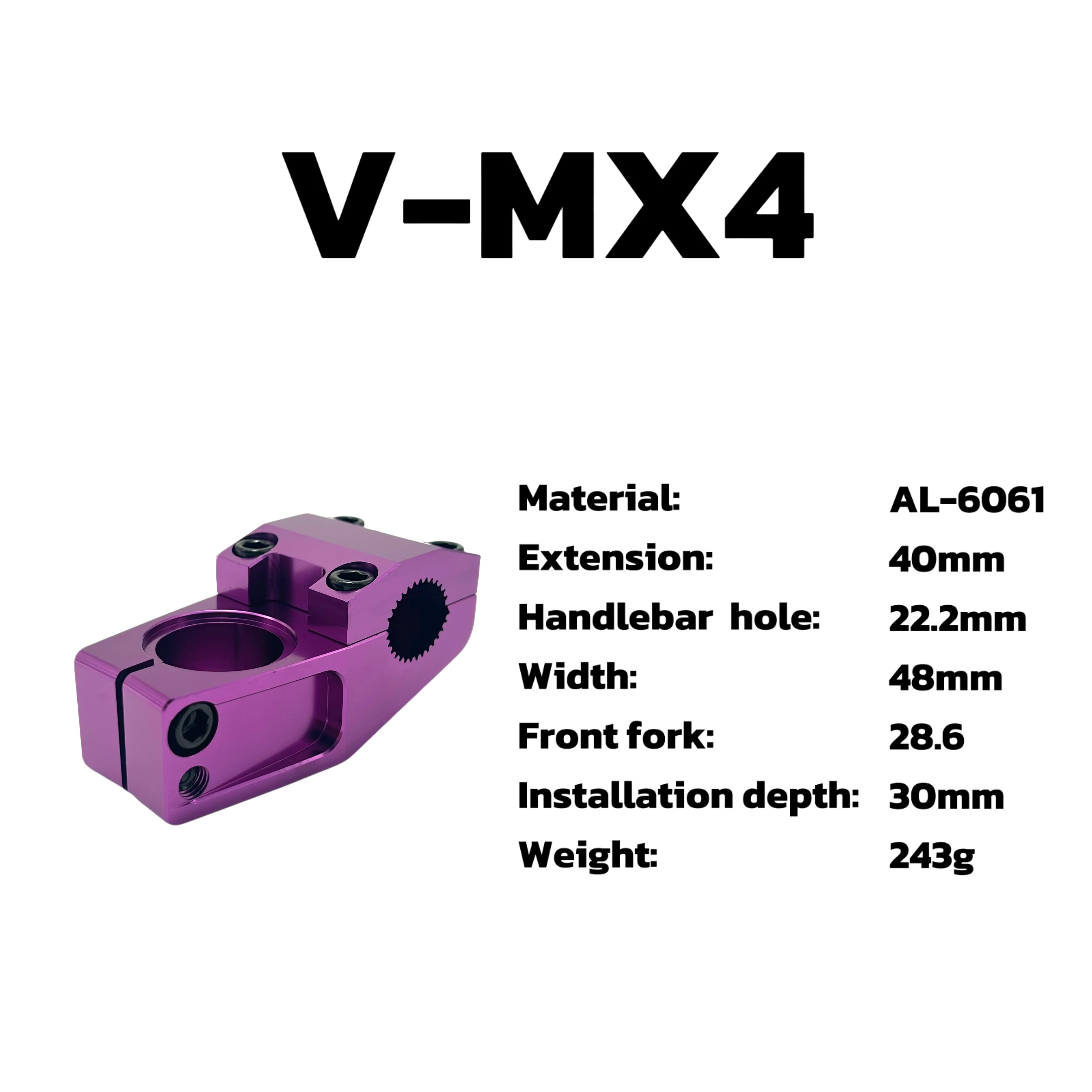 

Aluminum Alloy BMX Bicycle Stem V-MX4 22.2mm Silver Oilslick Blue Purple - Racing And Mountain Bike Accessories