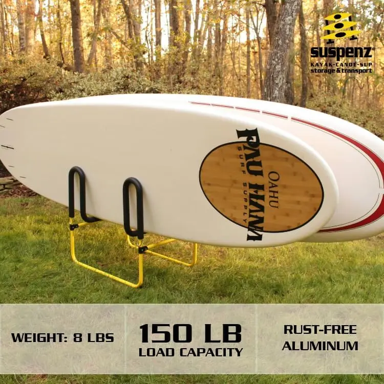 Double-Up SUP Stand, Holds 2 Stand Up Paddle Boards or Surfboards, Yellow (22-9936)