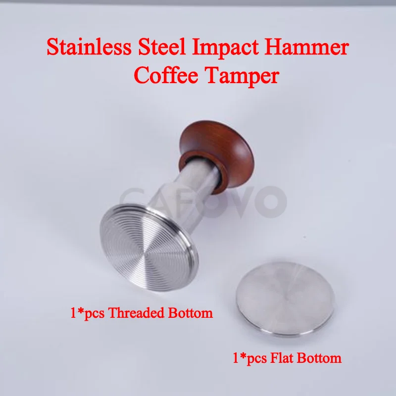 

CAFOVO MTP-1 Impact Powder Tamper SUS304 Metal Flat/Threaded Bottom 51/53/58mm Powder Hammer Constant Pressure Coffee Tamper