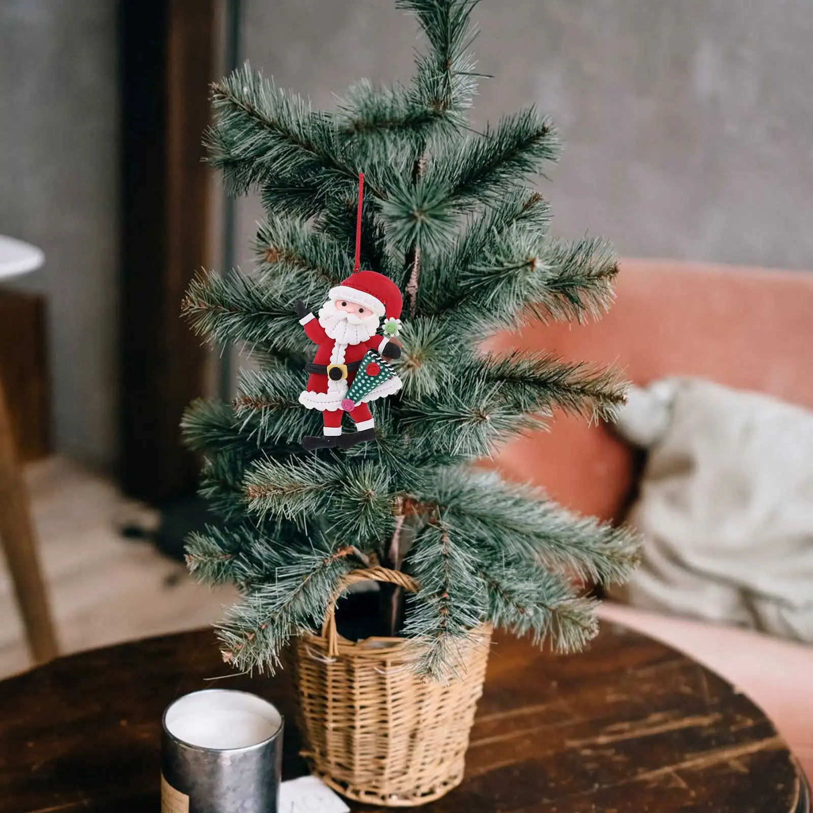 

Cute Santa Claus Christmas Tree Hanging Ornament Polymer Clay Pvc Material Handmade Craftsmanship Xmas Party Decor Xmas