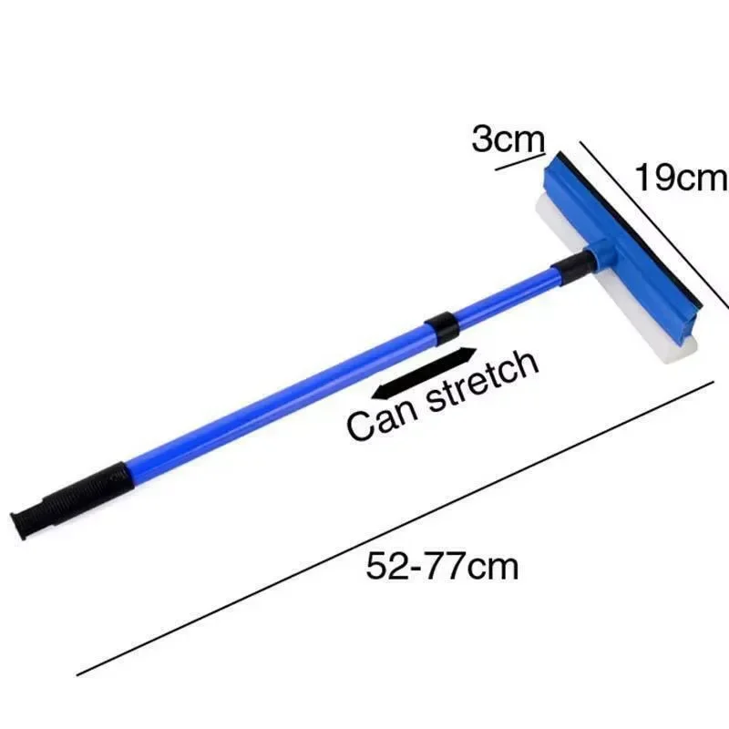 2-in-1 Extended Retractable Window Glass Cleaning Wiping Tool with Long Handle Sponge Brush Window Mop and Wiper Cleaning Tool