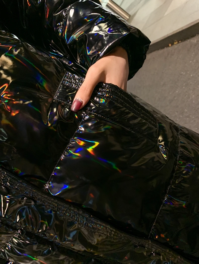 Extreme Clenge Gonz Damen Daunenjacke 2025, neue Thiened Laser Bright Surface Mittellange Overknee-Oberbekleidung