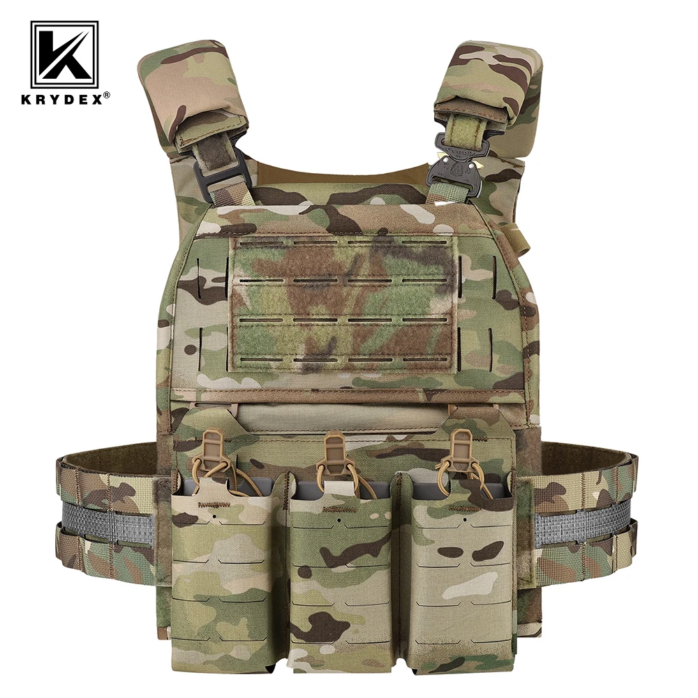 KRYDEX Tactical Hunting FCPC V5 Plate Carrier Vest Full Set Backpack Tegris Cummerbund Padded Shoulder Strap Triple Mag Pouch