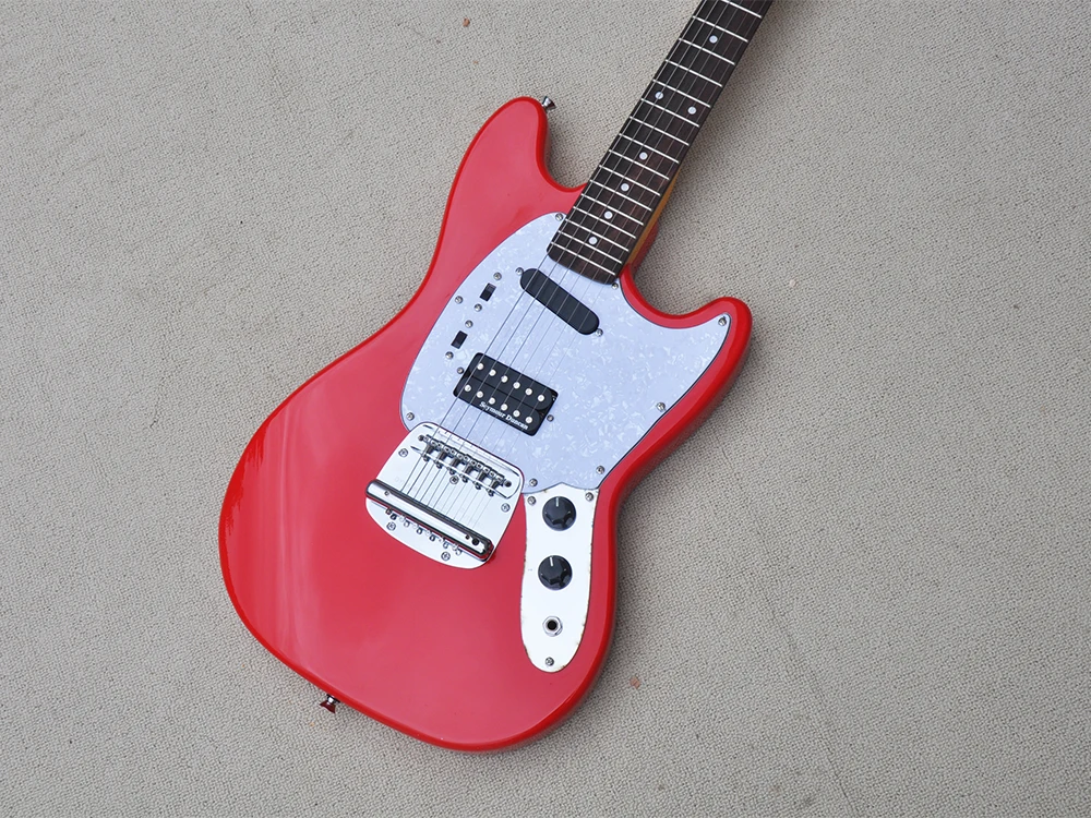 Red 6 Strings Electric Guitar with Rosewood Fretboard,White Pearl Pickguard,Customizable