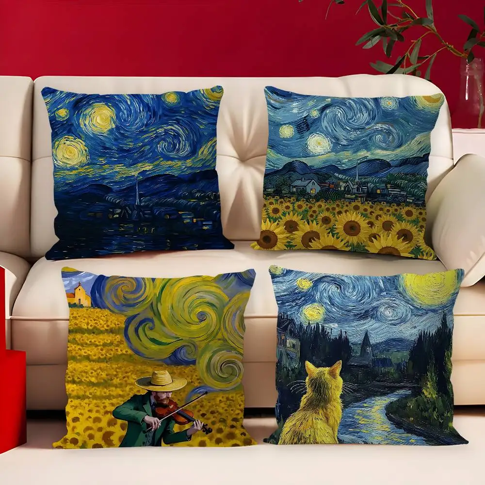 Famous Paintings Vincent Willem van Gogh art pillow cover sofa cushion cover home room decoration children gift