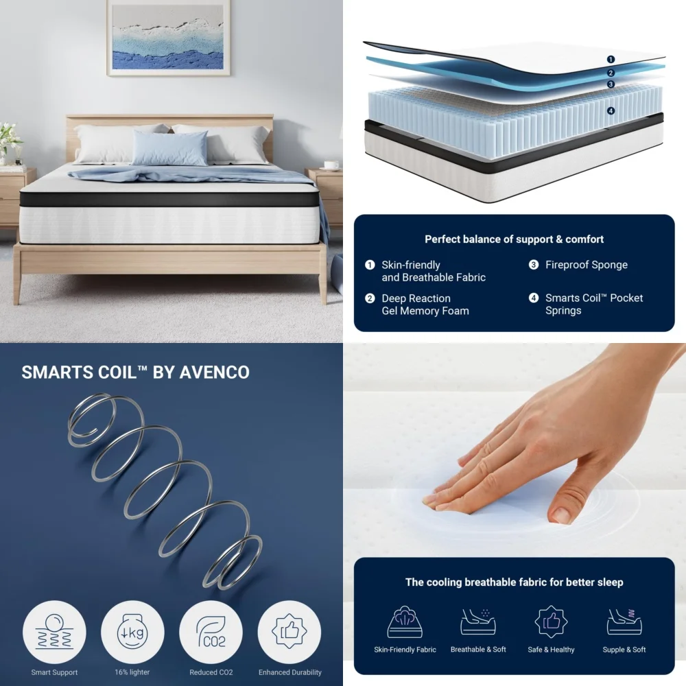 

Mattresses10 Inch Medium Firm Twin Mattress in a Box Hybrid Support for Better Sleep Comfort at Home