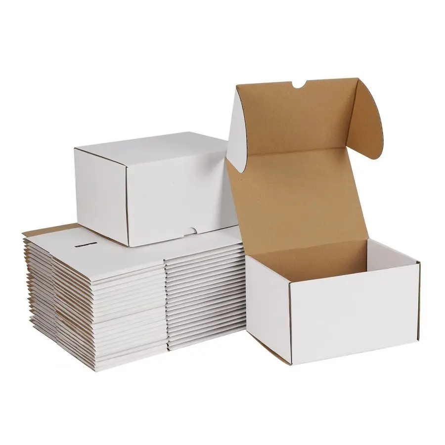 

7x5x4 White Shipping Boxes Set of 50, Corrugated Cardboard Mailer Boxes for Packaging Small Business Mailing Gifts