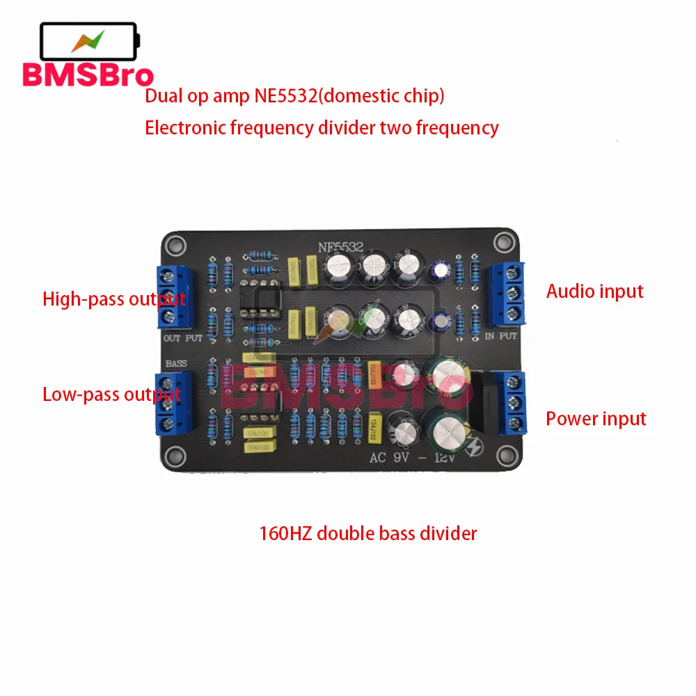 160Hz 2 Way Electronic Active Crossover NE5532 Preamp Linkwitz Riley Filter Frequency Divider