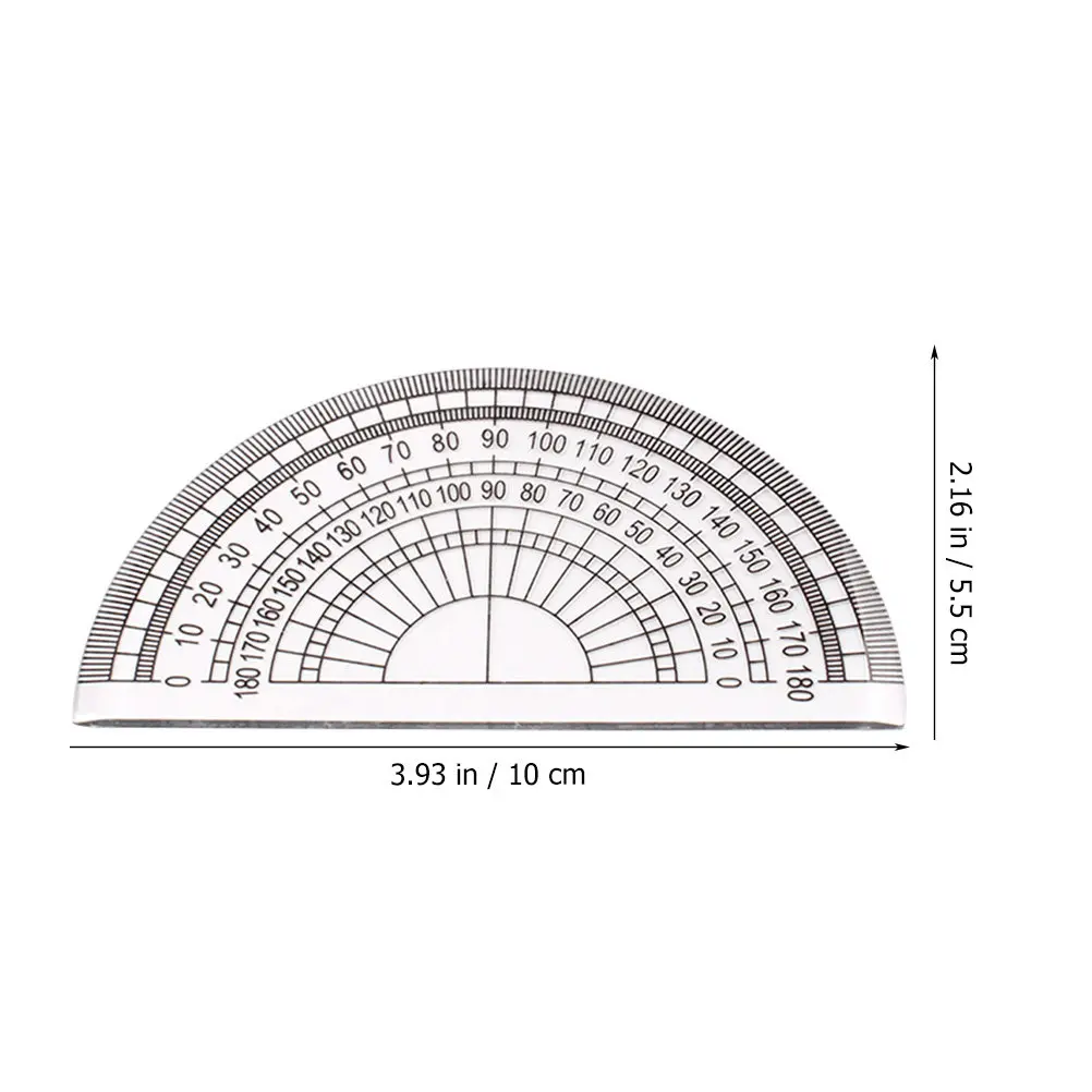 10Pcs Plastic Protractors 180 Degree Clear Math Protractors for Students Drafting Measuring Angle Tools School Stationery