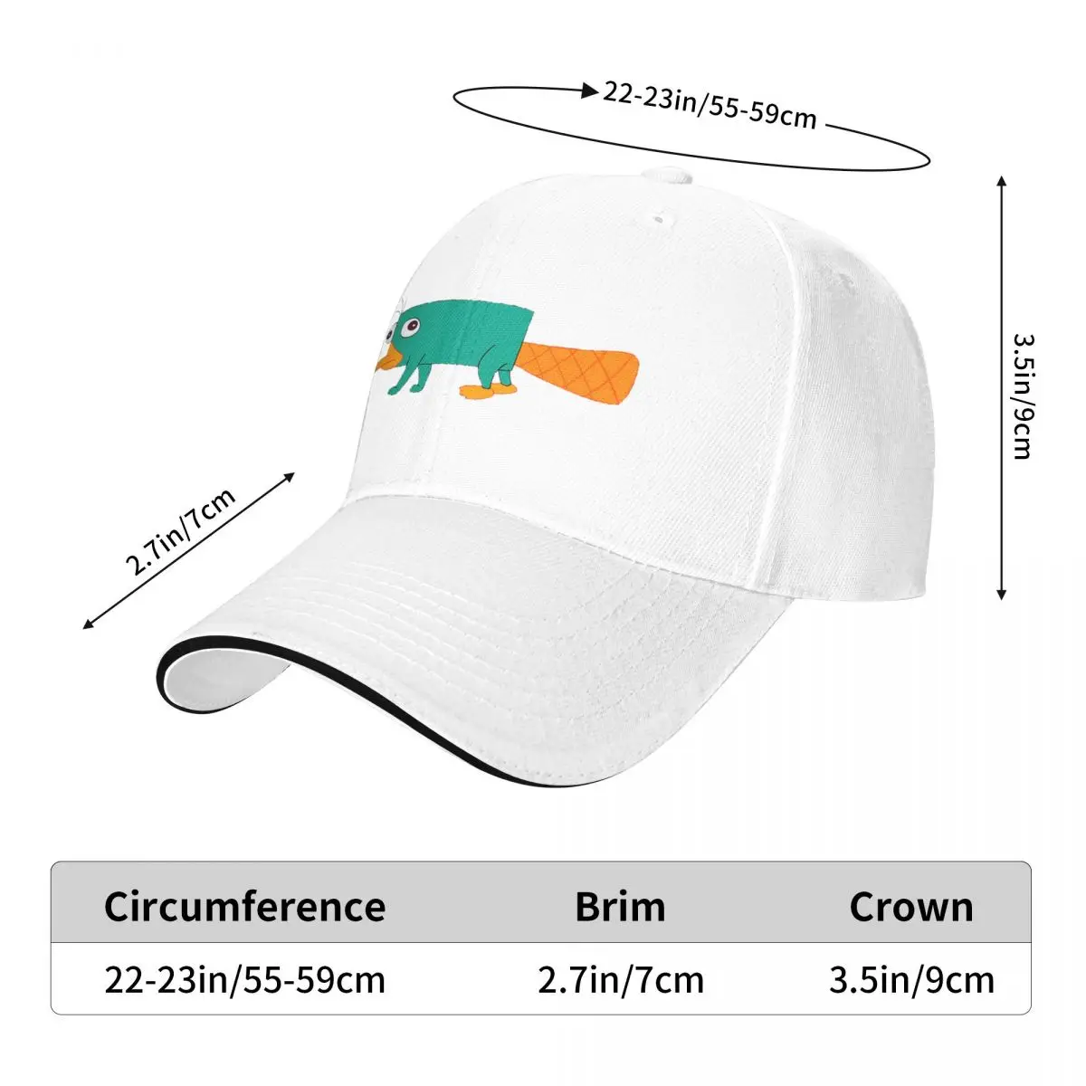 Perry The Platypus Cap Fashion Casual Baseball Caps Adjustable Hat Hip Hop Summer Unisex Baseball Hats Customizable