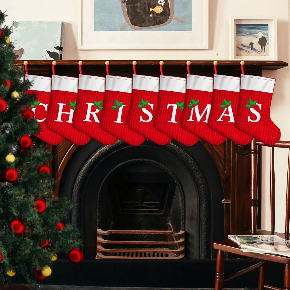 

Multifunctional A-Z Christmas Alphabet Socks Cute Creativity Red Letter Socks Hangable Pendant Candy Bag Christmas Decorations
