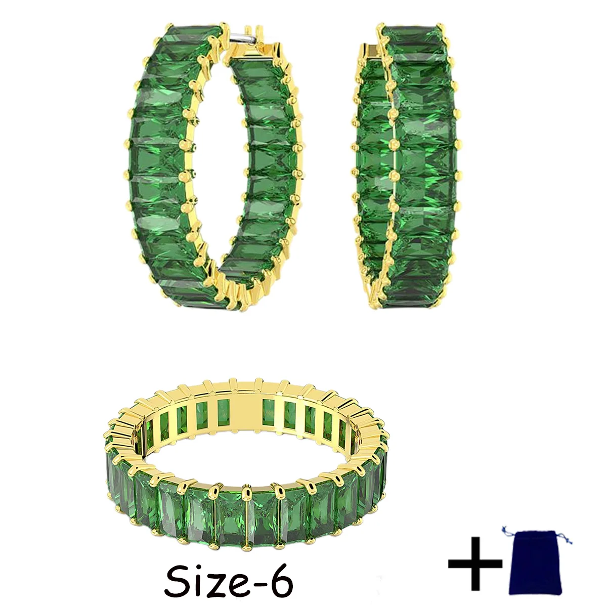 

2025 European and American Exquisite Gemstone Ring Stud Earrings Simple Fashion Internet Celebrity Ring S925 Fashion Trend Party