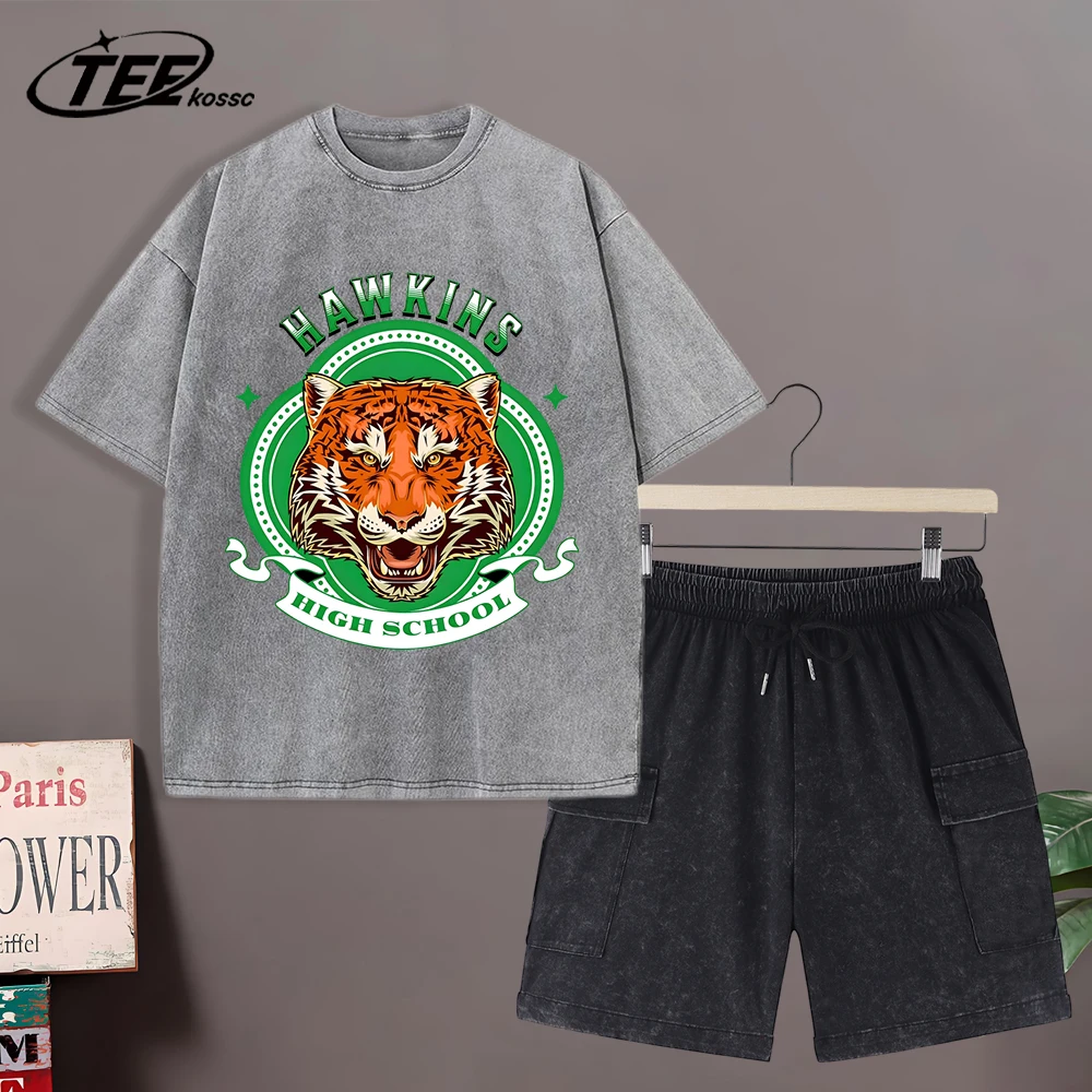 

A Medal Composed Of Tigers Washed Mens T-Shirt Soft Cotton Short Suit Hip Hop Creative Summer Clothing Mans Fashion Loose Top