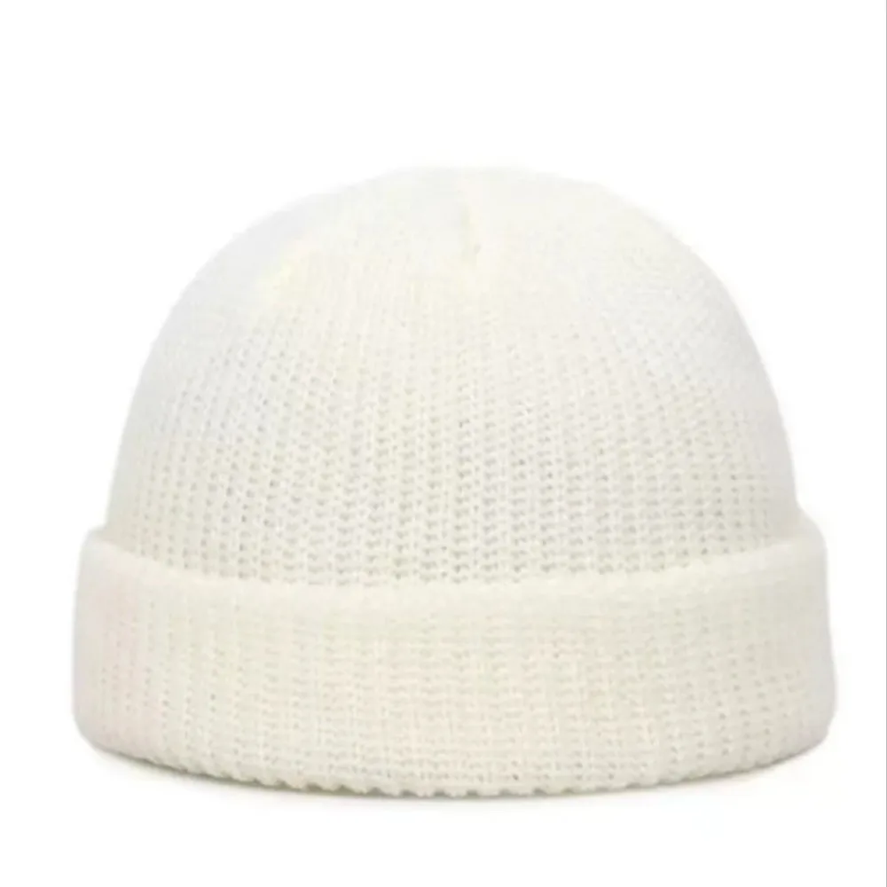 Straße Einfarbig Gestrickte Kappe Brimless Warm Halten Vintage Kuppel Hut Elastische Melone Beanie Cap Outdoor