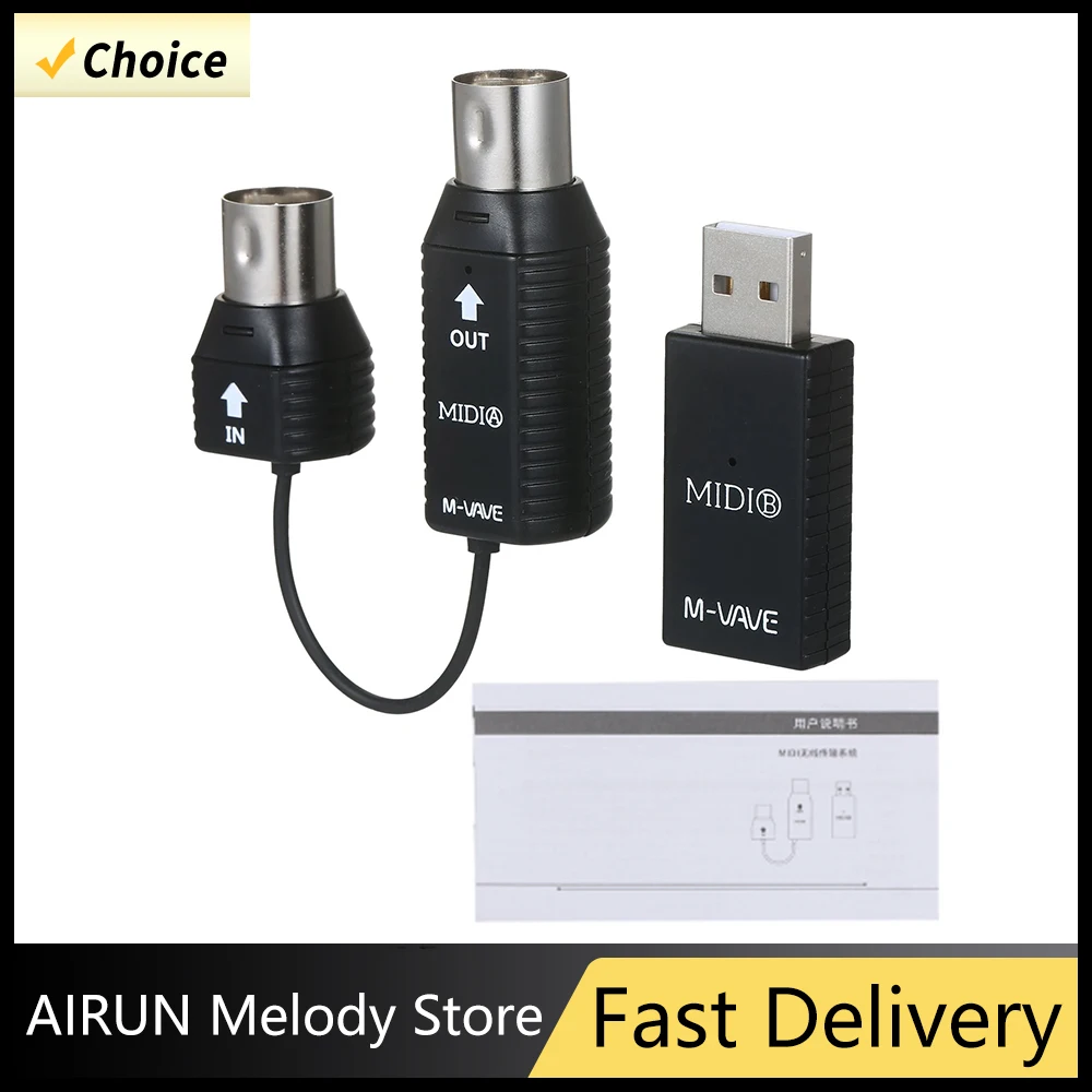 

M-VAVE MIDI-система Беспроводная MIDI-клавиатура Беспроводной адаптер Plug Play Поддержка выигрывает систему Беспроводная передача смартфона