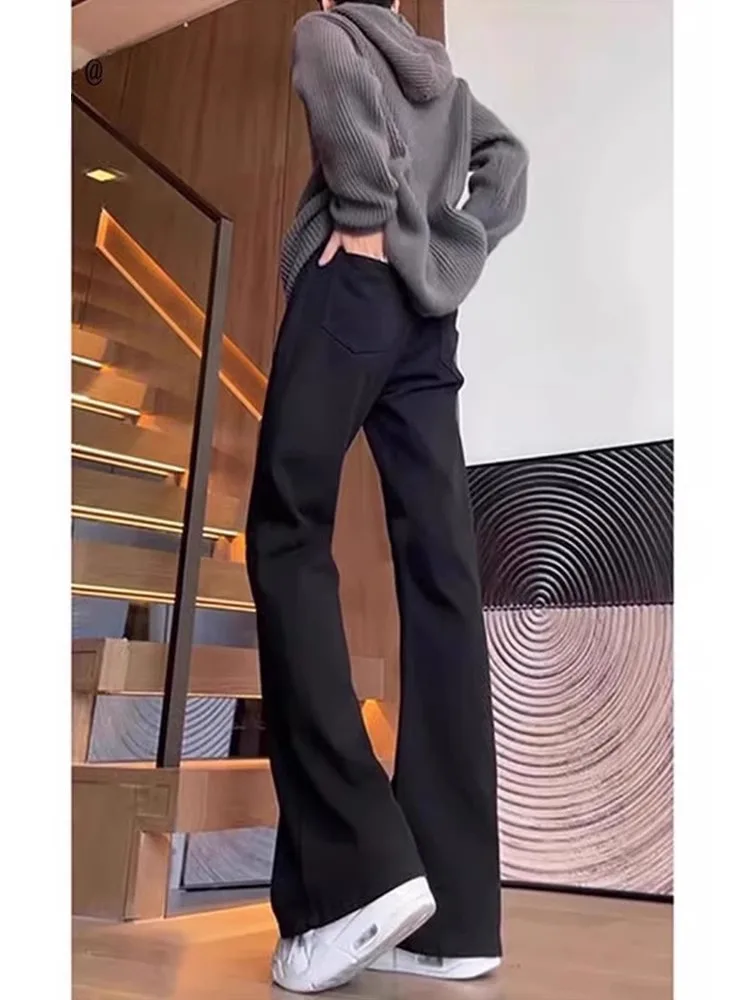 

Американские джинсы High Street Bla с эластичными лезвиями, мужские осенне-зимние узкие брюки с прямыми штанинами и микро-расклешенными брюками, молодежные модные Fce L...