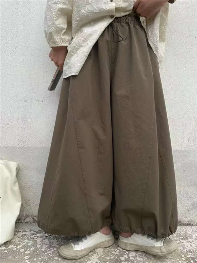 Luźne spodnie typu lantern, damskie, letnie 2025, codzienne, z wysokim stanem, długość 7/8, mieszanka bawełny i poliestru, wygodne, luźne...