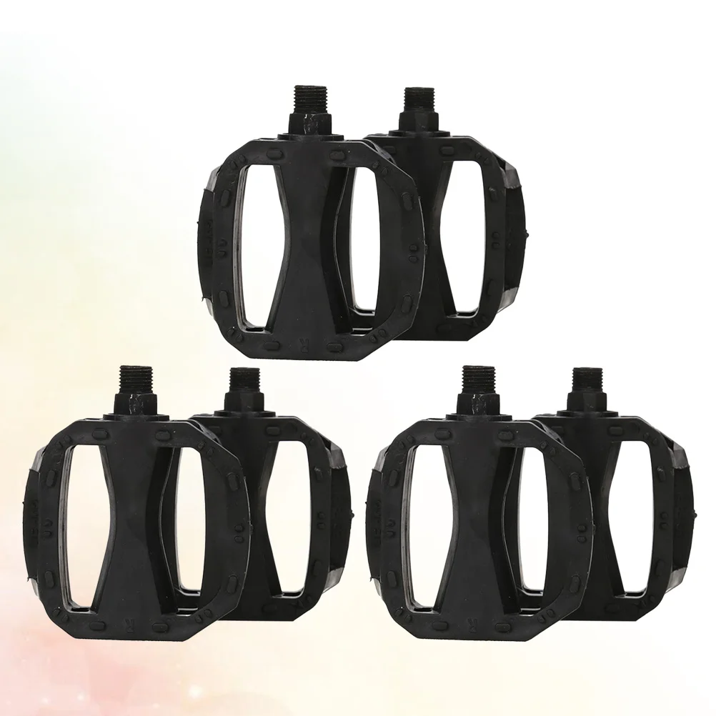 3Pair Plastic Bike Pedals Black Durable Non-Slip 12mm American Thread Cycling Bicycle Parts Pedal Plastic Bike Treadle