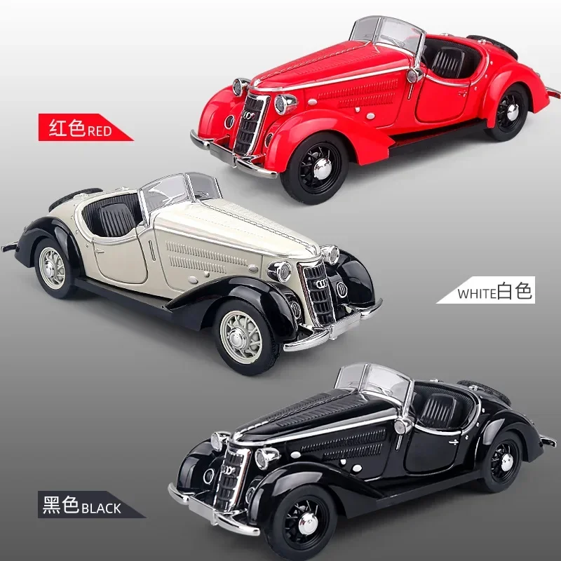 1:32 Audi Wanderer W25k Classic Wheel Vintage Car Scale Metal Model With Light Sound Diecast Vehicle Pull Back Toy A20Fashion Or