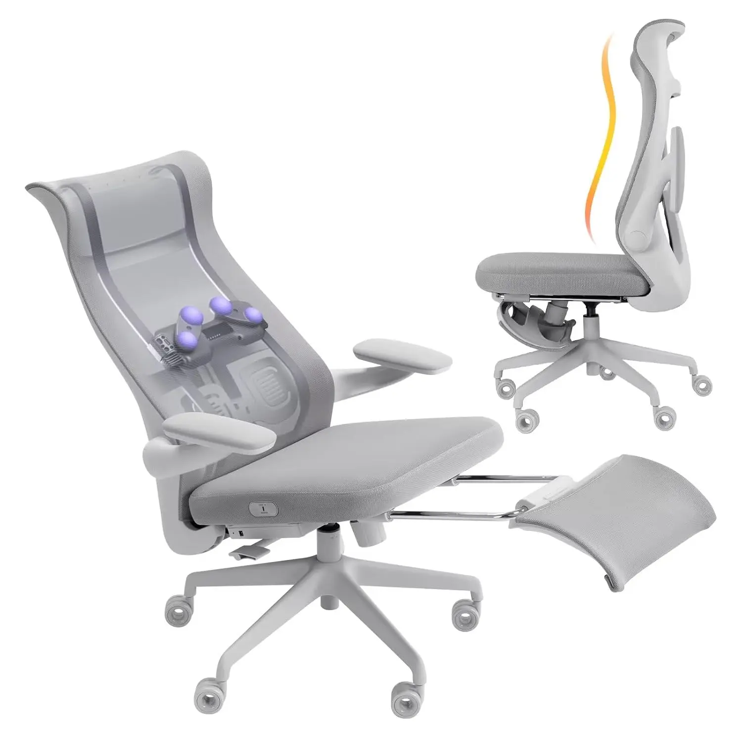 Massage Office Chair Ergonomic High-Back Mesh Desk Chair, Light Gray | Lumbar Support, Hidden Massage Nodes for, Customized