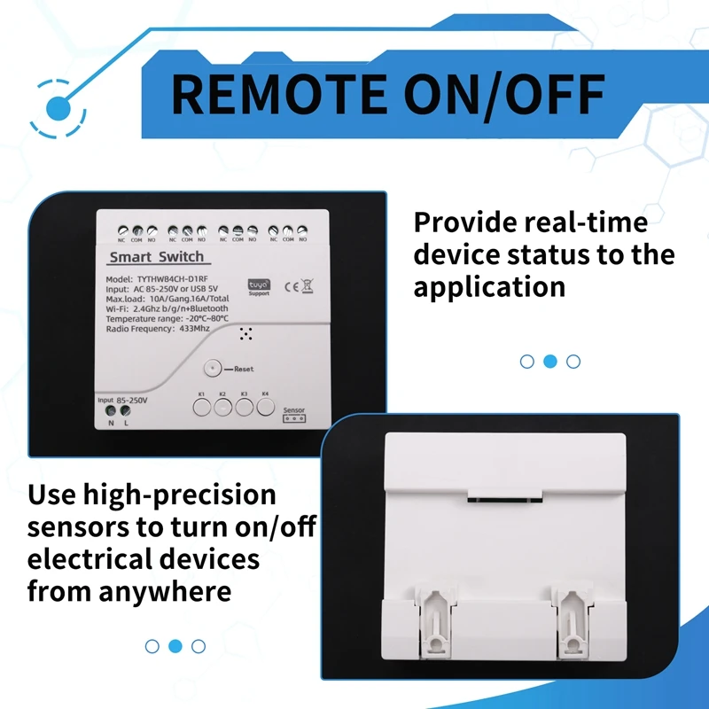 Tuya Wifi Smart Switch Temperature Sensor Monitor AC 85-250V Wireless Smart Switch For Alexa Google Home