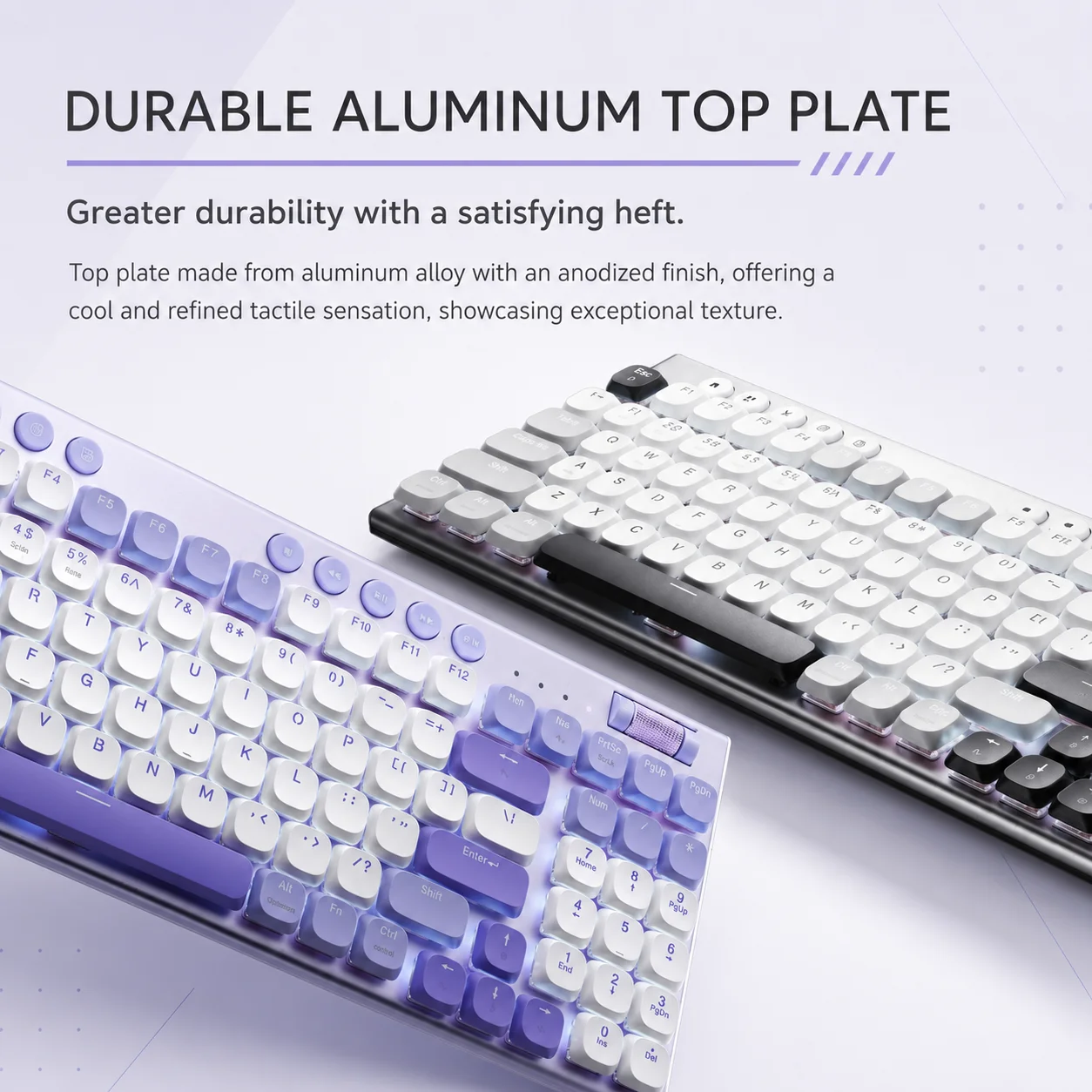 THUNDEROBOT K96 Wireless Mechanical Keyboard Low-profile Productivity Keyboard 98 Keys with Roller Marco Keys PBT Keycaps For PC