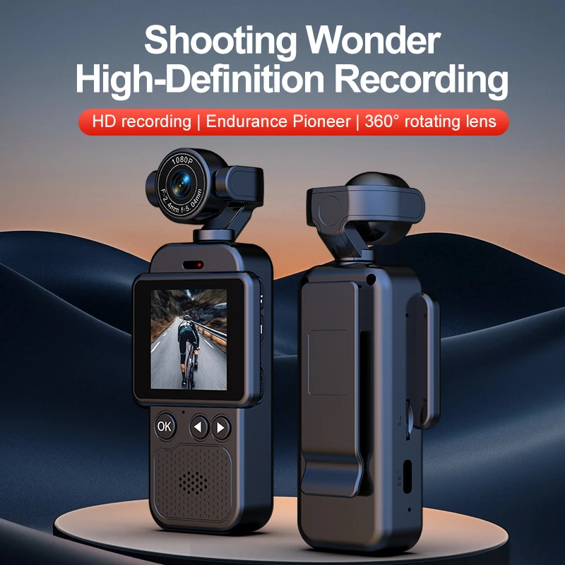 

Портативная Wi-Fi камера 1080P с обзором 360° ° Поворотная мини-камера с защитой от тряски для спорта и велоспорта, 32 ГБ, новинка 2026 года