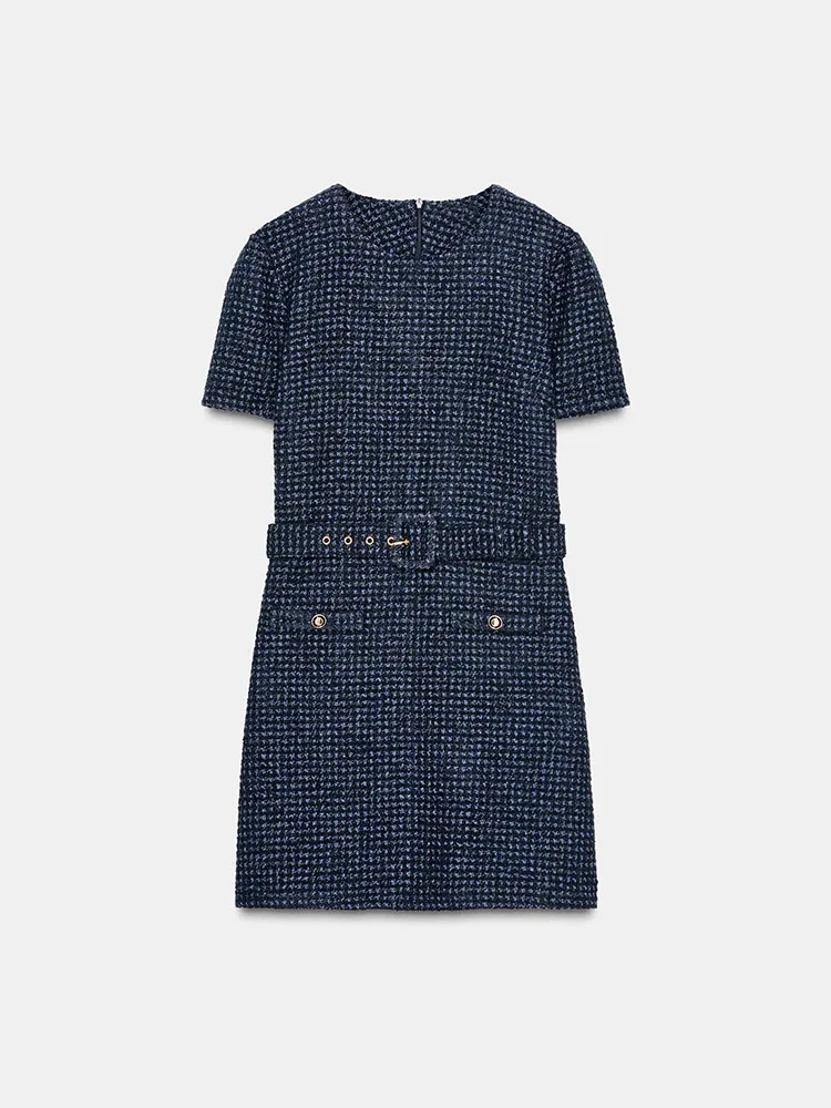 High-End-Winter-Neuankömmling Damen Dr ZA2025 mit Gürtelstruktur Faion rund Ne Mittellang Regular Sve Pure Color